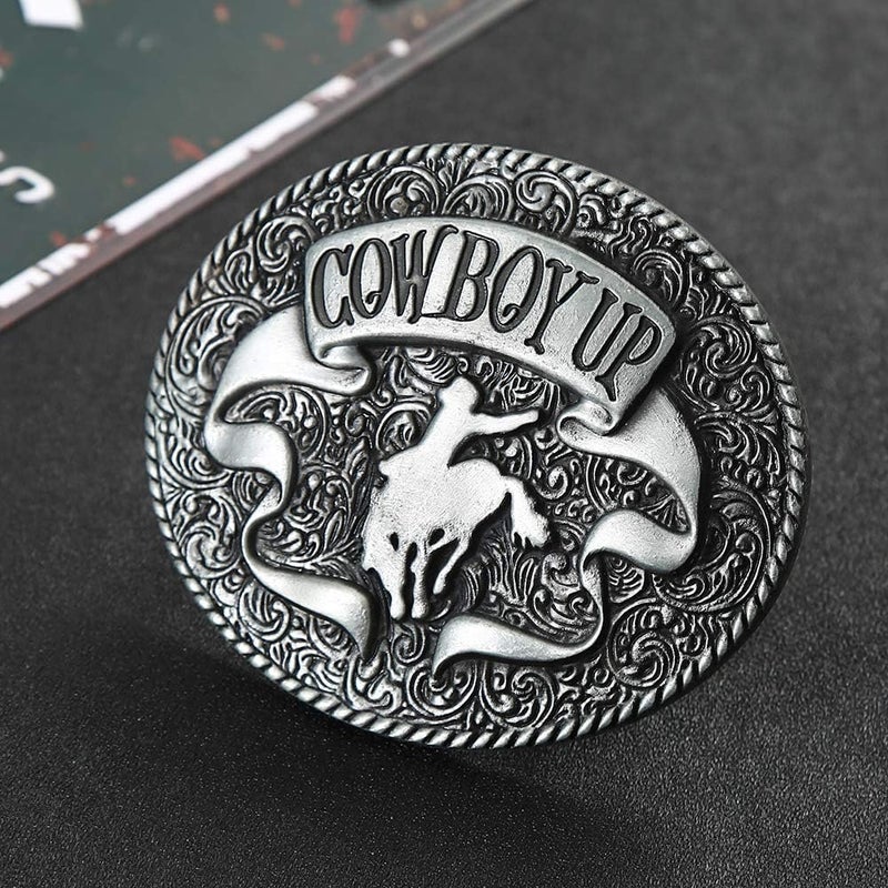 KDG Western Belt Buckle Vintage Cowboy Up Belt Buckle for Men Women - Image 3